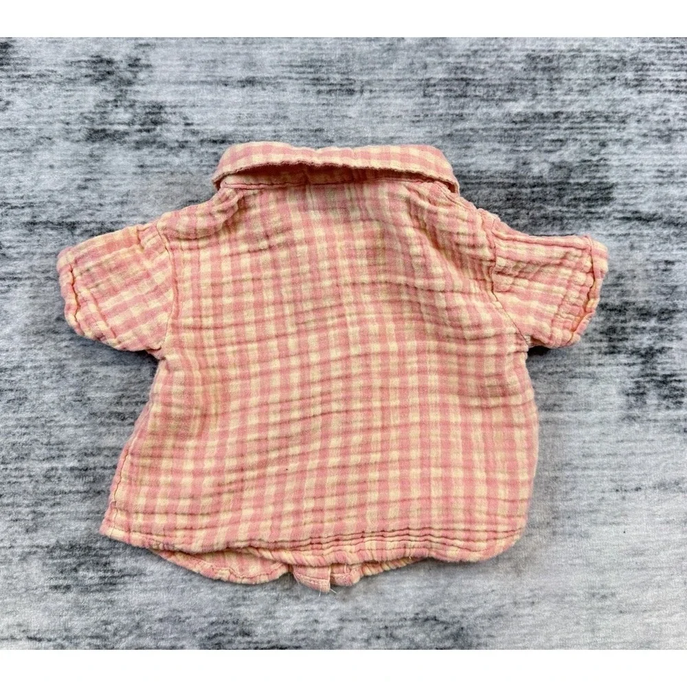 Old Navy Baby Unisex Check Gauze 100% Cotton‎ Button Shirt Sz 6-12 Months Preppy